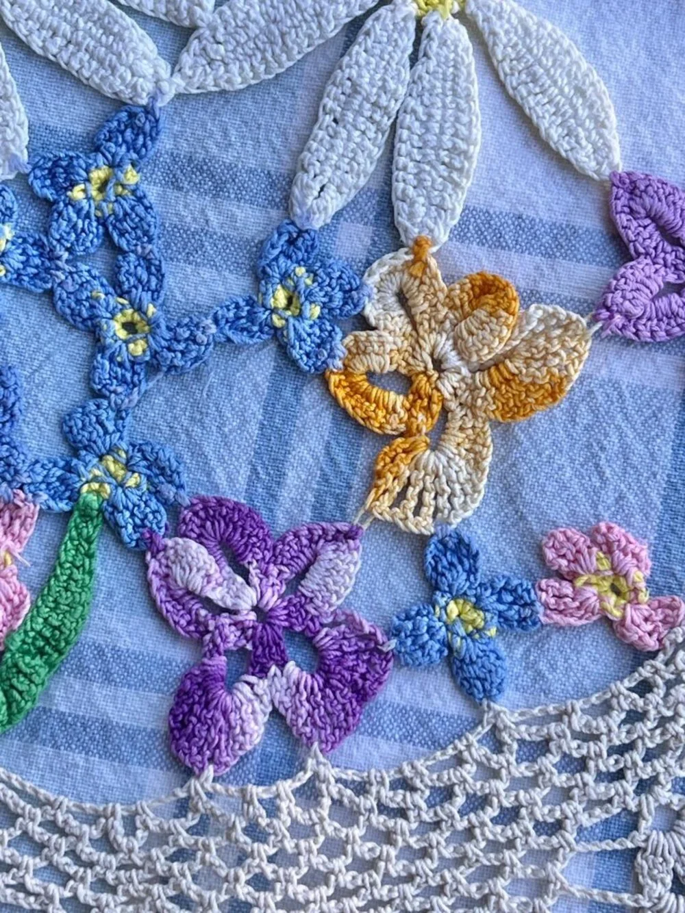 Tablecloth Blue White Plaid Cotton 79.5